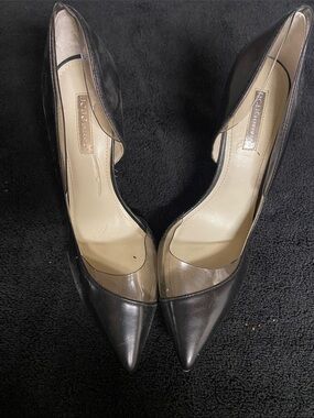 BCBG Black Pointed Toe Pumps with Clear PVC Panels